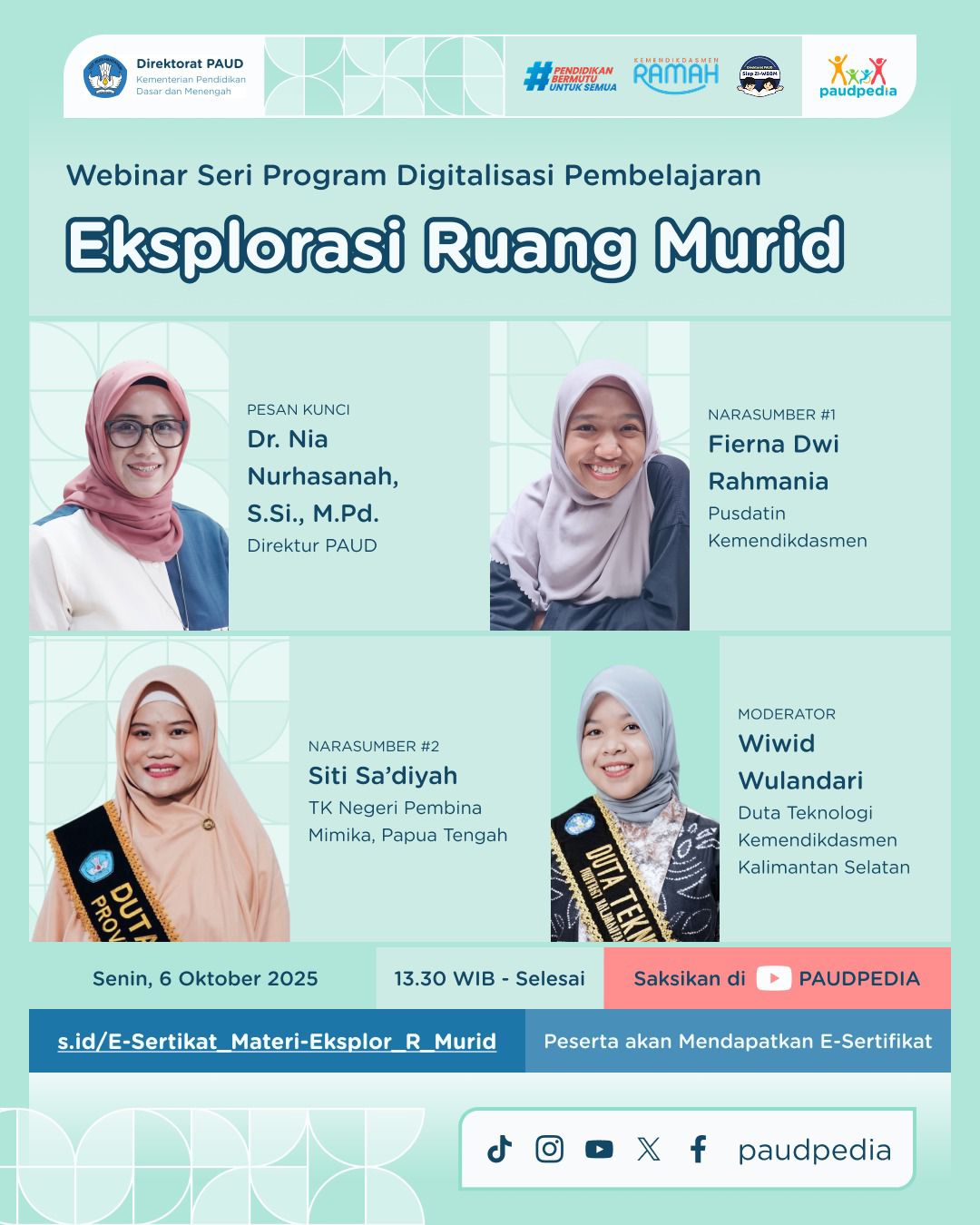 Kabar PAUD - Direktorat PAUD Gelar Seri Webinar Inovasi Pembelajaran Digital, Bangun Kemandirian Belajar Anak Sejak Usia Dini Menjadi Kreator dan Inovatif 