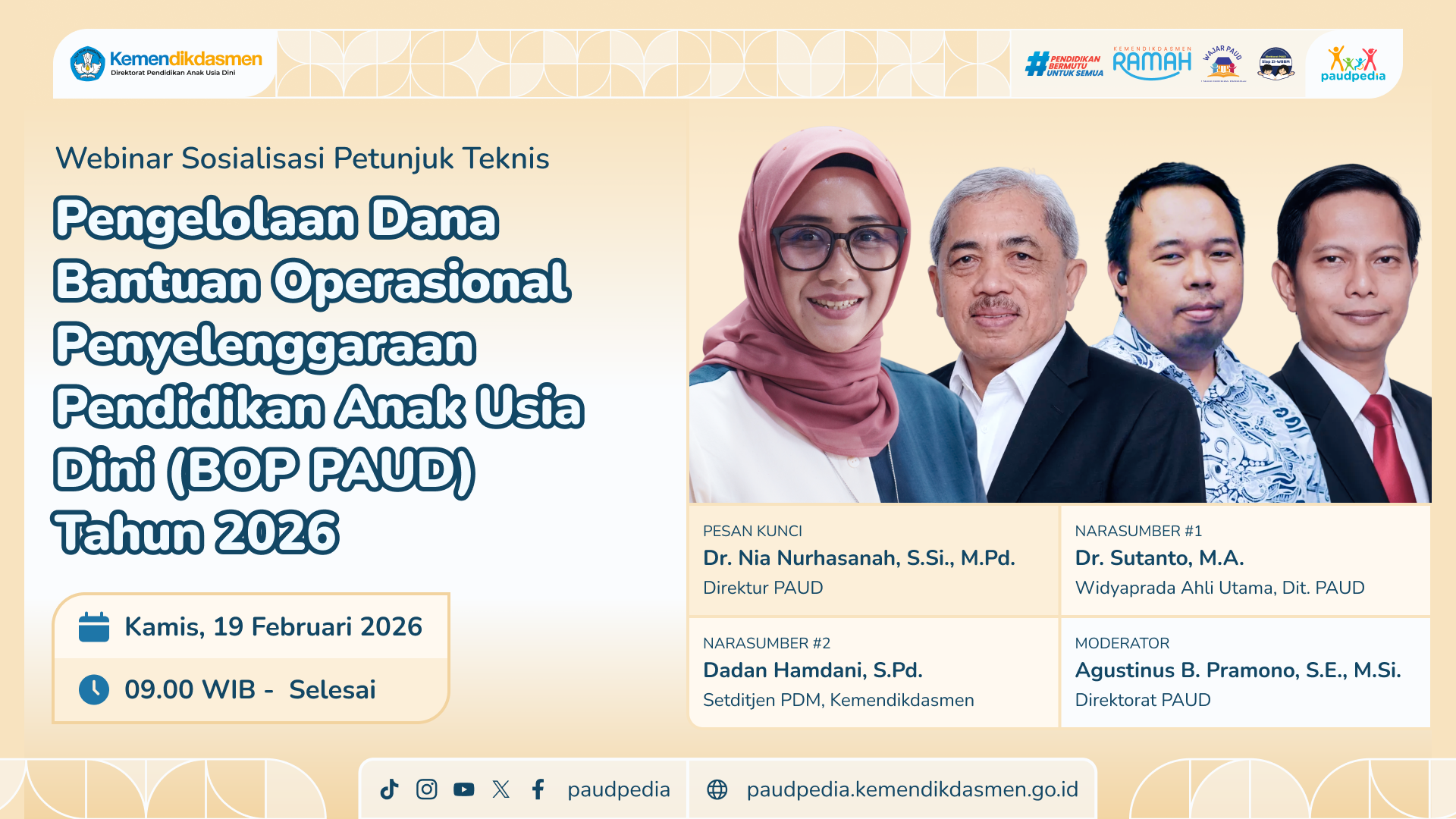 Kabar PAUD - Direktorat PAUD Sosialisasi Petunjuk Teknis Pengelolaan BOSP, Dana BOP PAUD Tahun 2026 Sebesar Rp 3,7 Triliun Untuk 190.496 Satuan PAUD di Indonesia 