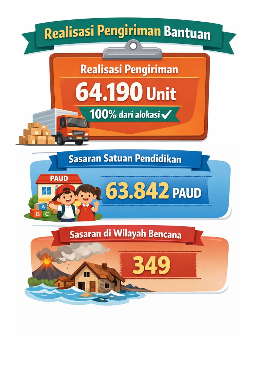 Kabar PAUD - Hingga Februari 2026 Digitalisasi PAUD Jangkau 64.190 Sekolah di Indonesia, Distribusi Bantuan PID 100% Tersalurkan