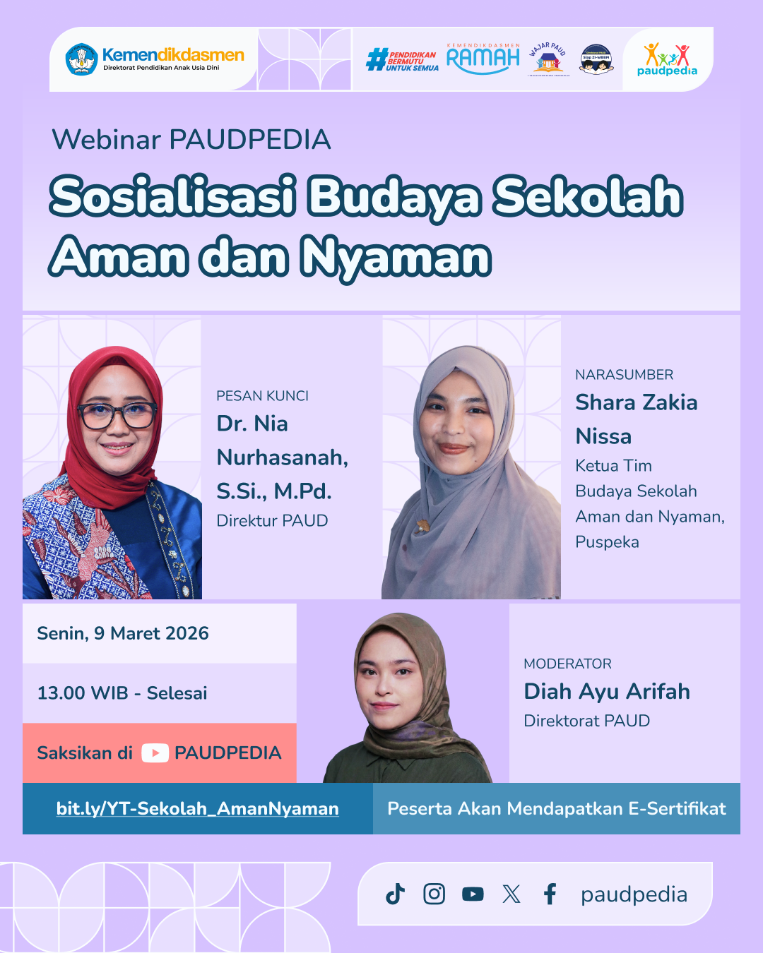 Kabar PAUD - Sosialisasi Permendikdasmen Nomor 6 Tahun 2026 Perkuat Budaya Sekolah Aman dan Nyaman di Fase Fondasi Satuan PAUD