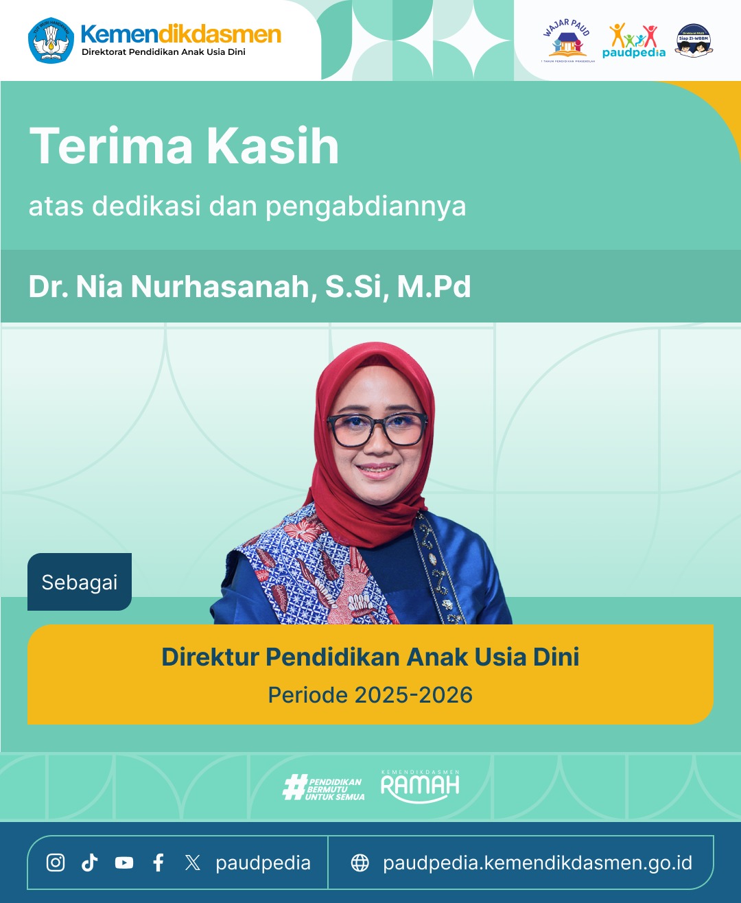 Kabar PAUD - Terima Kasih Ibu Nia Nurhasanah, Selamat Bekerja Bapak Kurniawan, Hadirkan Semangat Baru Transformasi PAUD