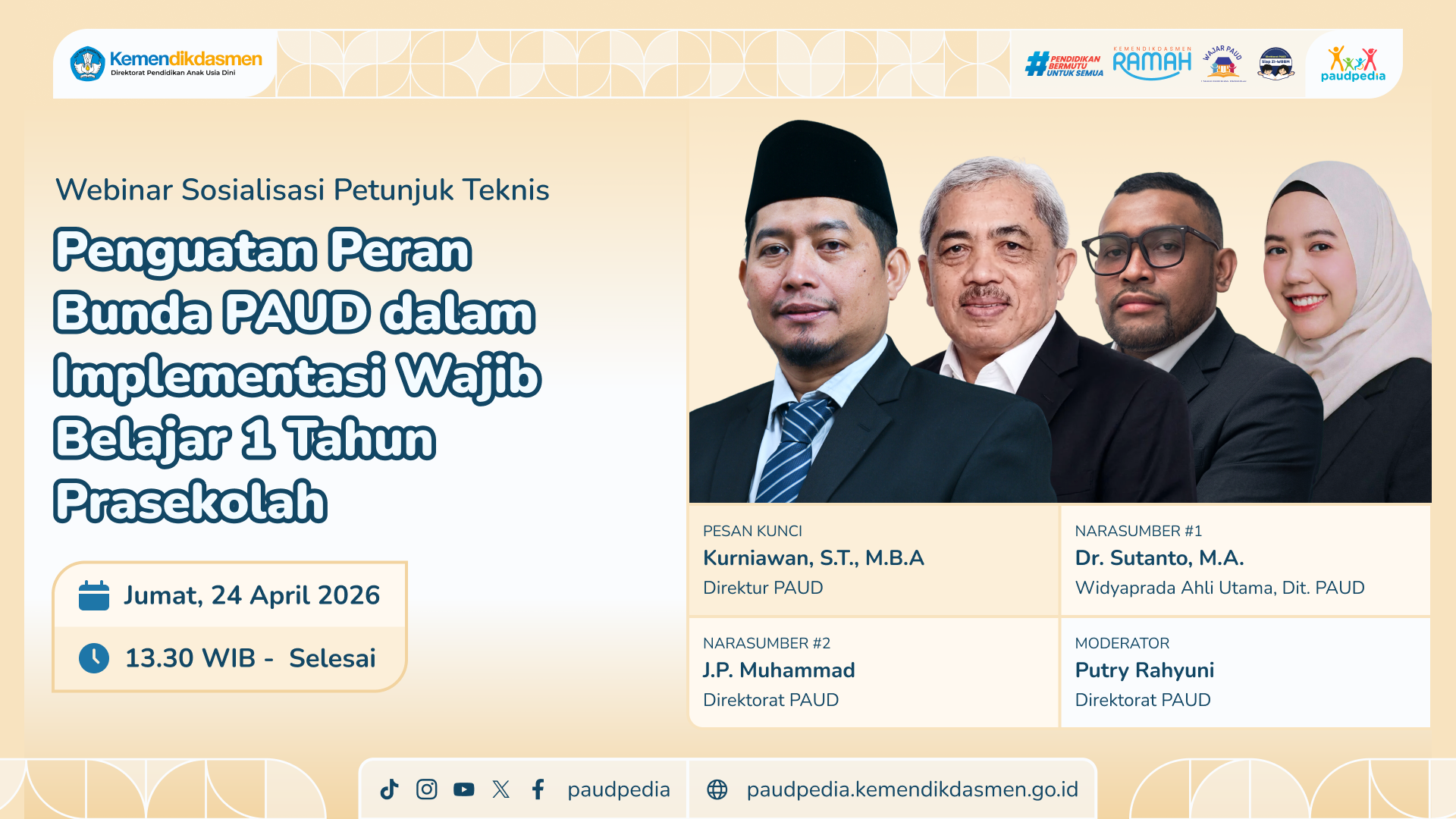 Kabar PAUD - Webinar Peran Sentral Bunda PAUD, Pendidikan Prasekolah 1 Tahun Wajib PAUD Bukan Sekadar Persiapan Akademis  Lebih Dari Itu Bangun Karakter dan Kecerdasan Bangsa