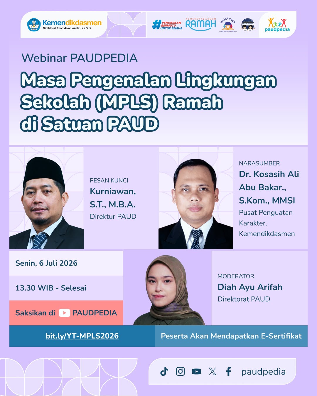 Kabar PAUD - Hari Pertama Sekolah Momentum Krusial, Kewajiban Satuan PAUD Hadirkan Sekolah Rumah Kedua dan Penuhi Hak Anak Melalui MPLS RAMAH di Satuan PAUD 
