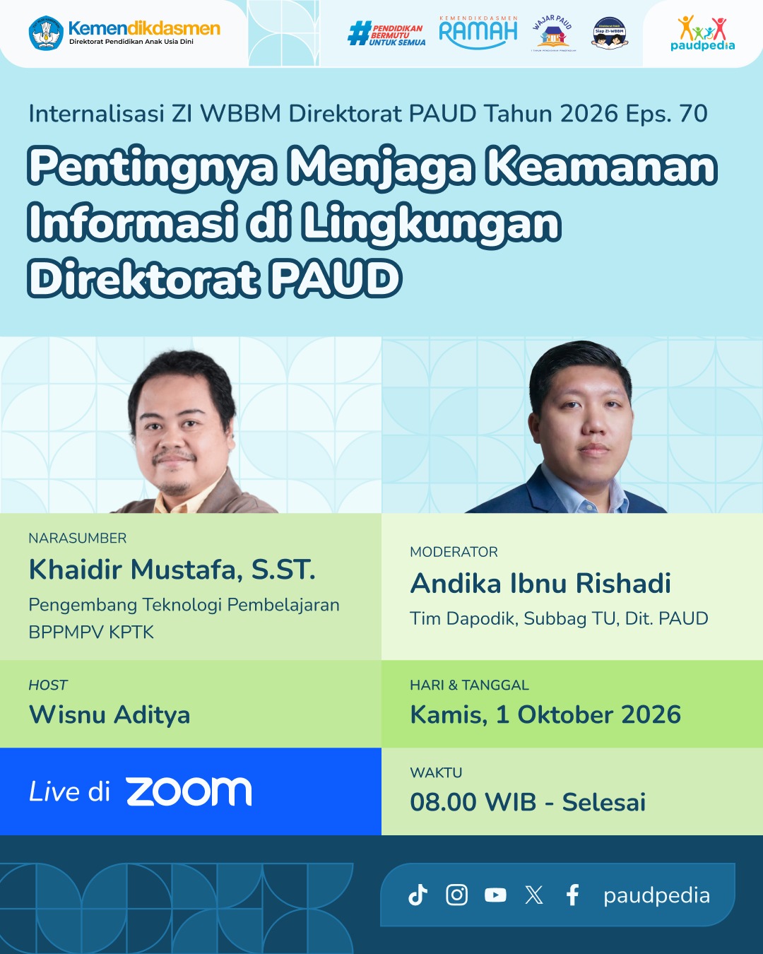 Direktorat PAUD Gelar Internalisasi ZI WBBM Episode 70, Pentingnya Perlindungan Data dan Tata Kelola Keamanan Informasi Digital 
