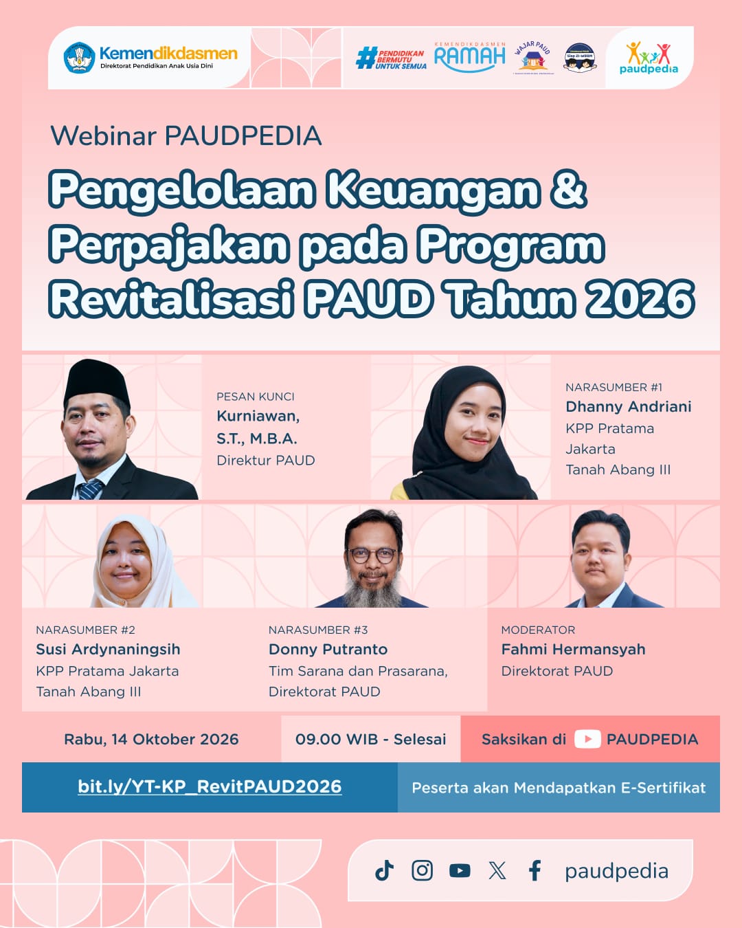 Kabar PAUD - Webinar Pengelolaan Keuangan dan Perpajakan pada Program Revitalisasi PAUD Tahun 2026, Skema Swakelola, Integritas Kepala Sekolah dan Tertib Pembukuan Wajib Diterapkan 